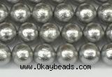 CSB2300 15.5 inches 4mm round wrinkled shell pearl beads wholesale