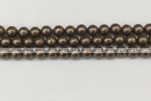 CSB2312 15.5 inches 8mm round wrinkled shell pearl beads wholesale