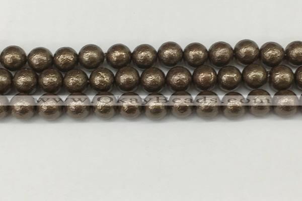 CSB2313 15.5 inches 10mm round wrinkled shell pearl beads wholesale