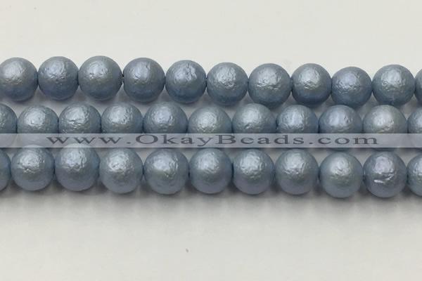 CSB2476 15.5 inches 16mm round matte wrinkled shell pearl beads