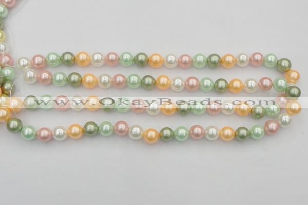 CSB327 15.5 inches 10mm round mixed color shell pearl beads
