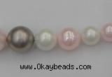 CSB406 15.5 inches 8mm - 16mm round mixed color shell pearl beads