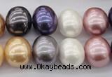 CSB696 15.5 inches 13*15mm oval mixed color shell pearl beads