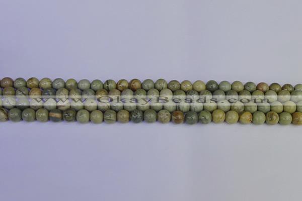 CSL200 15.5 inches 4mm round silver leaf jasper beads wholesale