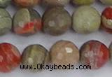 CSL234 15.5 inches 12mm faceted round silver leaf jasper beads