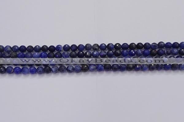 CSO600 15.5 inches 4mm faceted round sodalite gemstone beads