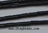 CTB300 15.5 inches 3*6mm tube black stone beads wholesale