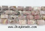 CTB883 13*25mm - 14*19mm faceted tube pink opal beads