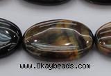 CTE1367 15.5 inches 25*35mm oval yellow & blue tiger eye beads