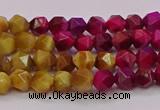 CTE1936 15.5 inches 6mm faceted nuggets mixed tiger eye beads