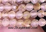 CTG1630 15.5 inches 3mm faceted round tiny golden rutilated quartz beads