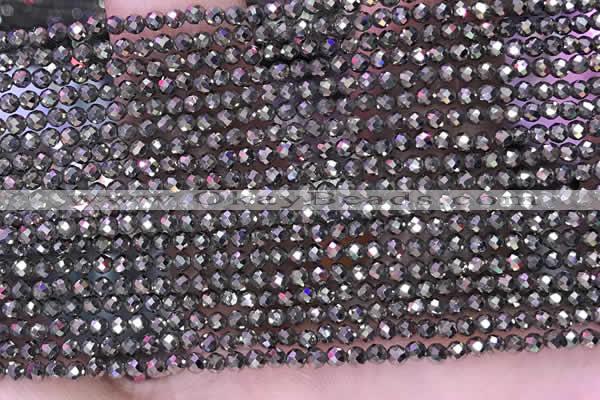 CTG1669 15.5 inches 2mm faceted round tiny pyrite beads
