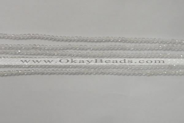 CTG202 15.5 inches 3mm faceted round tiny white crystal beads