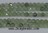 CTG634 15.5 inches 3mm faceted round green rutilated quartz beads