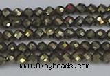 CTG646 15.5 inches 3mm faceted round golden pyrite beads
