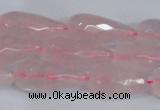 CTR301 15.5 inches 12*25mm faceted teardrop rose quartz beads