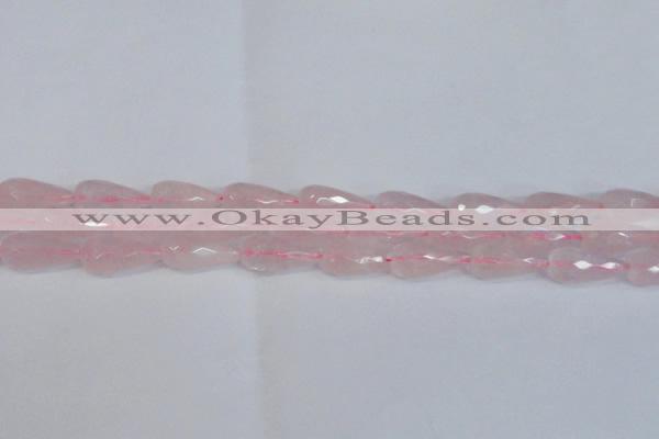 CTR301 15.5 inches 12*25mm faceted teardrop rose quartz beads