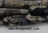 CTR60 15.5 inches 10*40mm faceted teardrop grey opal gemstone beads