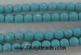 CTU911 15.5 inches 6mm faceted round synthetic turquoise beads