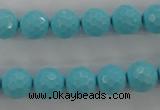 CTU914 15.5 inches 12mm faceted round synthetic turquoise beads