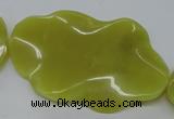 CTW315 15.5 inches 40*60mm wavy oval olive jade gemstone beads