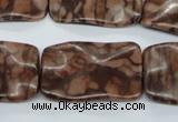 CTW324 15.5 inches 20*30mm wavy rectangle red line jasper beads