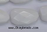 CTW507 15.5 inches 20*30mm faceted & twisted white porcelain beads
