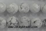 CWB215 15.5 inches 14mm faceted round natural white howlite beads