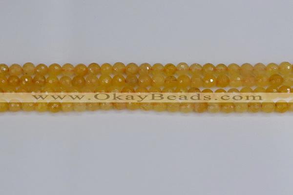 CYJ639 15.5 inches 6mm faceted round yellow jade beads wholesale