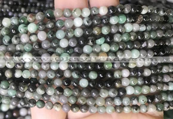 EMBS01 15 inches 4mm round emerald gemstone beads wholesale