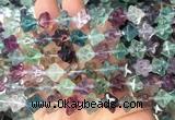 FLBS61 15 inches 8*8mm carved cross flower fluorite gemstone beads wholesale