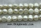 FWP260 15 inches 11mm - 12mm baroque white freshwater pearl strands