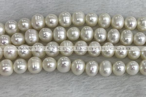 FWP90 15 inches 8mm - 9mm potato white freshwater pearl strands