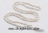 GMN4043 Hand-knotted 8mm, 10mm white howlite 108 beads mala necklace with pendant