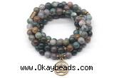 GMN7009 8mm Indian agate 108 mala beads wrap bracelet necklace