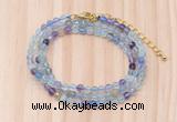 GMN7261 4mm faceted round fluorite beaded necklace jewelry