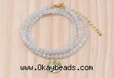 GMN7400 4mm faceted round tiny white jade beaded necklace with constellation charm