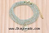 GMN7462 4mm faceted round prehnite beaded necklace with constellation charm