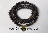 GNBS17 8mm black sandalwood 108 mala beads wrap bracelet necklace