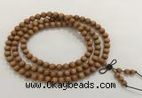 GNBS21 4mm yellow sandalwood 216 mala beads wrap bracelet necklace