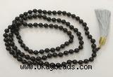 GNBS42 Hand-knotted 6mm black sandalwood 108 beads mala necklace with tassel