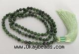 GNBS47 Hand-knotted 8mm ruby zoisite 108 beads mala necklace with tassel