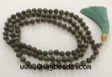 GNBS50 Hand-knotted 8mm Agarwood 108 beads mala necklace with tassel