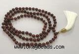 GNBS53 Hand-knotted 8mm red sandalwood 108 beads mala necklace with tassel
