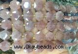 HABS17 15 inches 12mm faceted hexagon rose quartz beads wholesale