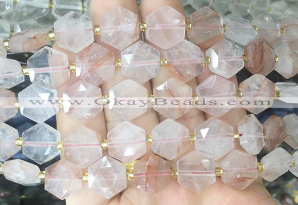 HABS19 15 inches 12mm faceted hexagon red gum flower beads wholesale