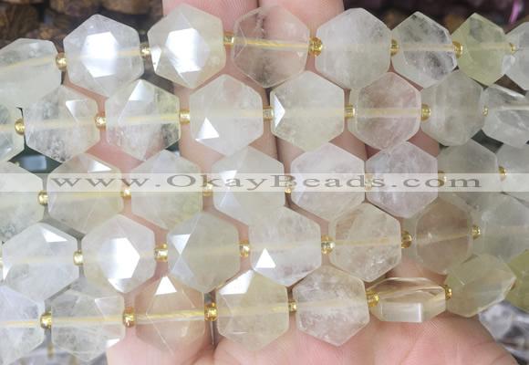 HABS20 15 inches 12mm faceted hexagon lemon quartz beads wholesale