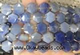 HABS21 15 inches 12mm faceted hexagon blue aventurine beads wholesale