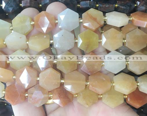 HABS22 15 inches 12mm faceted hexagon red aventurine beads wholesale