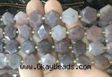 HABS23 15 inches 12mm faceted hexagon purple aventurine beads wholesale